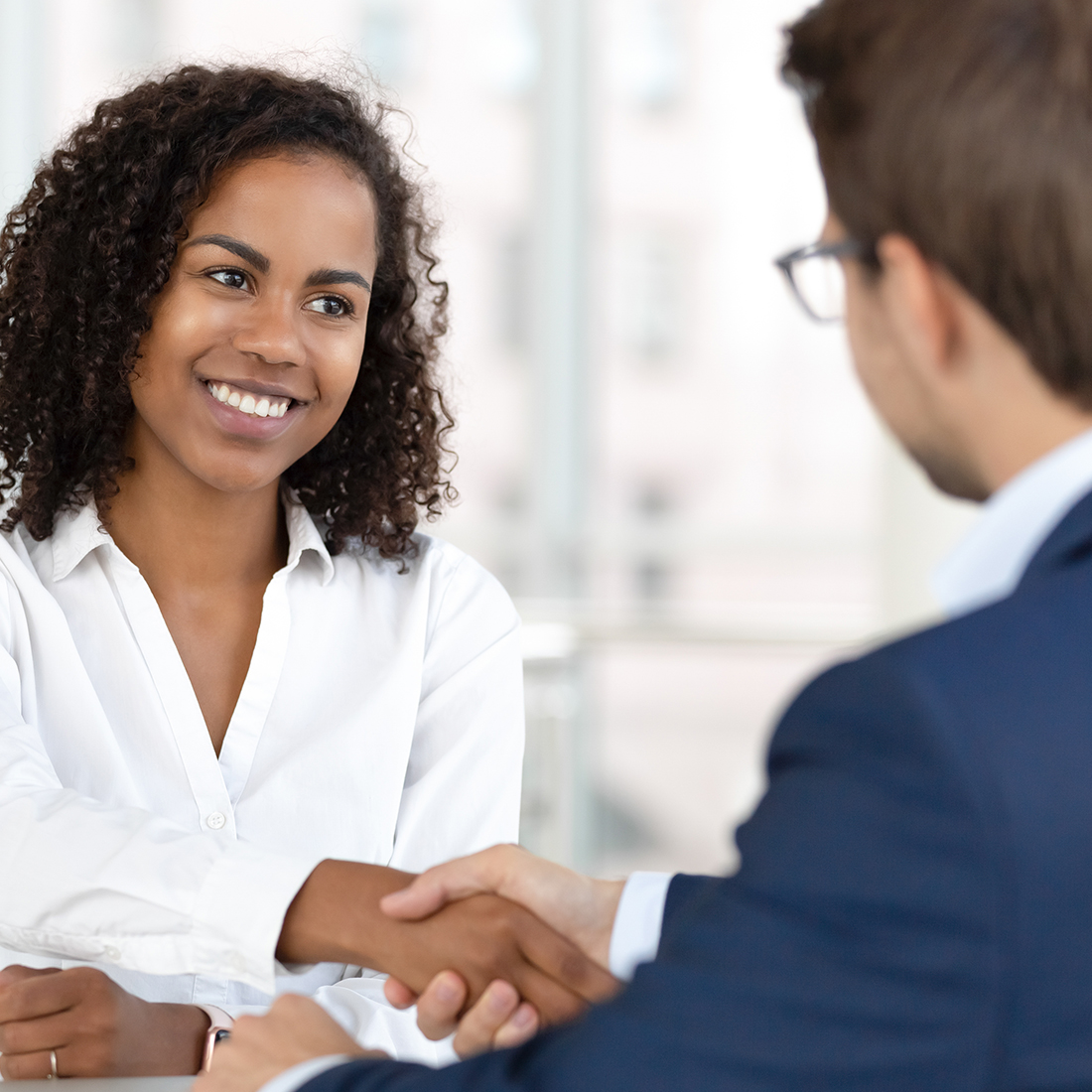 Business woman shaking hand